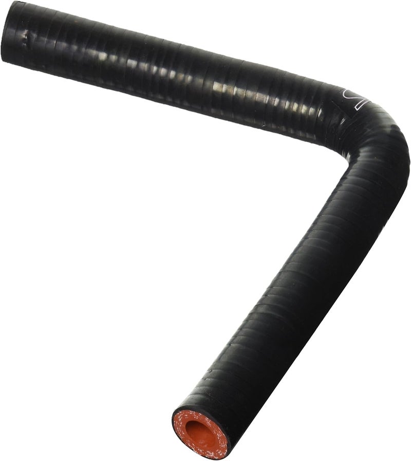 HTSEC90-044-BLK Silicone High Temperature 4-ply Reinforced 90 degree Elbow Coupler Hose, 100 PSI Maximum Pressure, 4" Leg Length on each side, 4/9" ID, Black